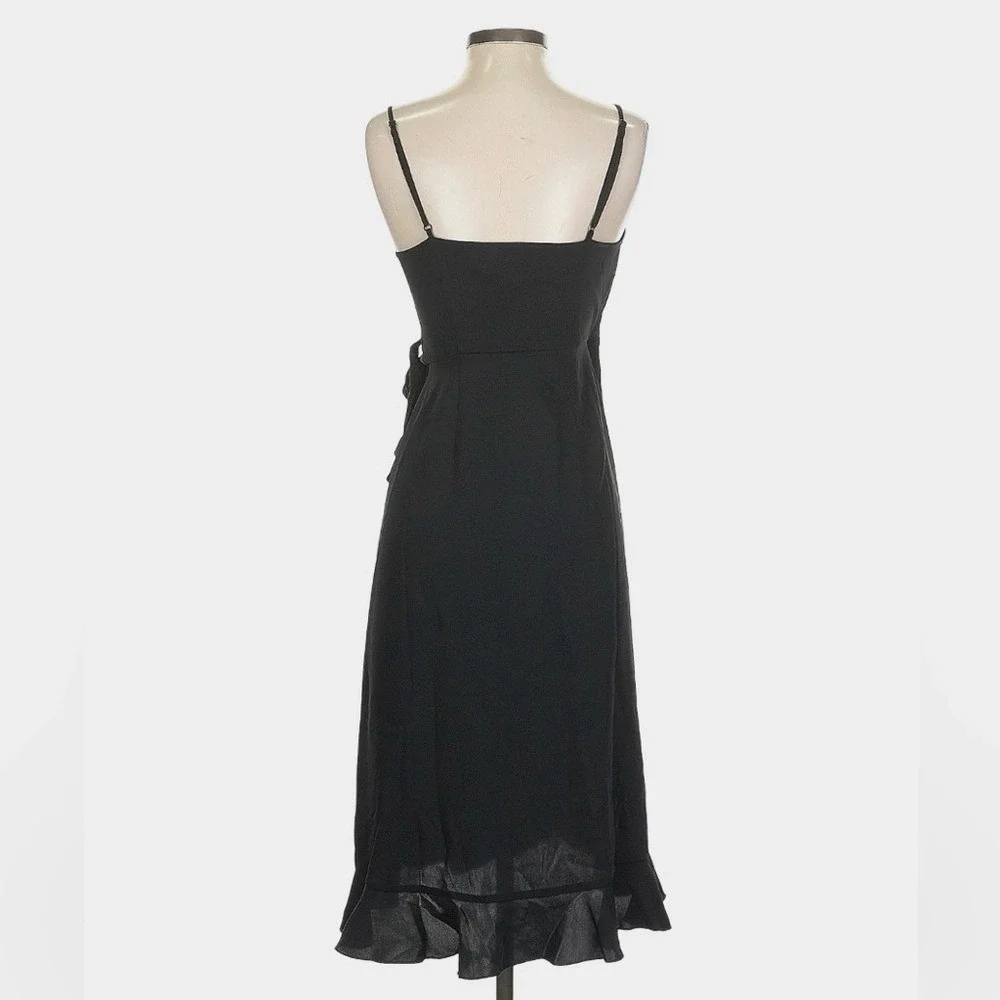 Wilfred Black Soleia Satin Ruffle Wrap Dress XS NWT Cocktail‎ Party